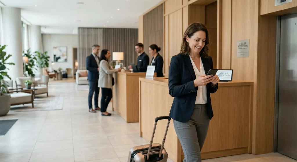 AI hotel guest experience — front desk digital check-in touchpoints