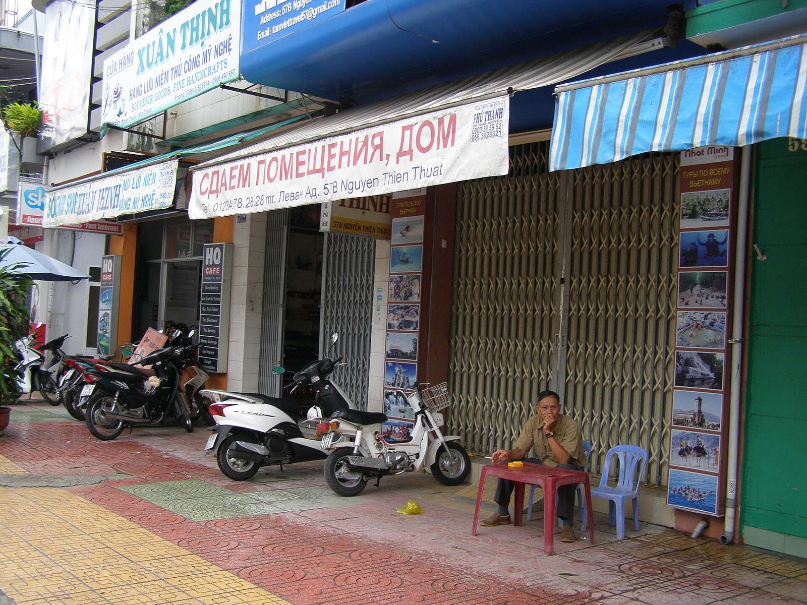 Russian-language sign in Nha Trang Russian-language rental sign on a street in Nha Trang, showing how many businesses serve Russian-speaking travellers